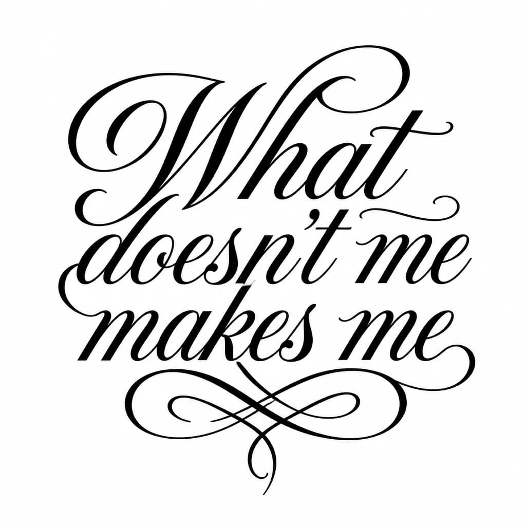 Тату эскиз: Font: What doesn't kill me makes me  (elegant calligraphy)