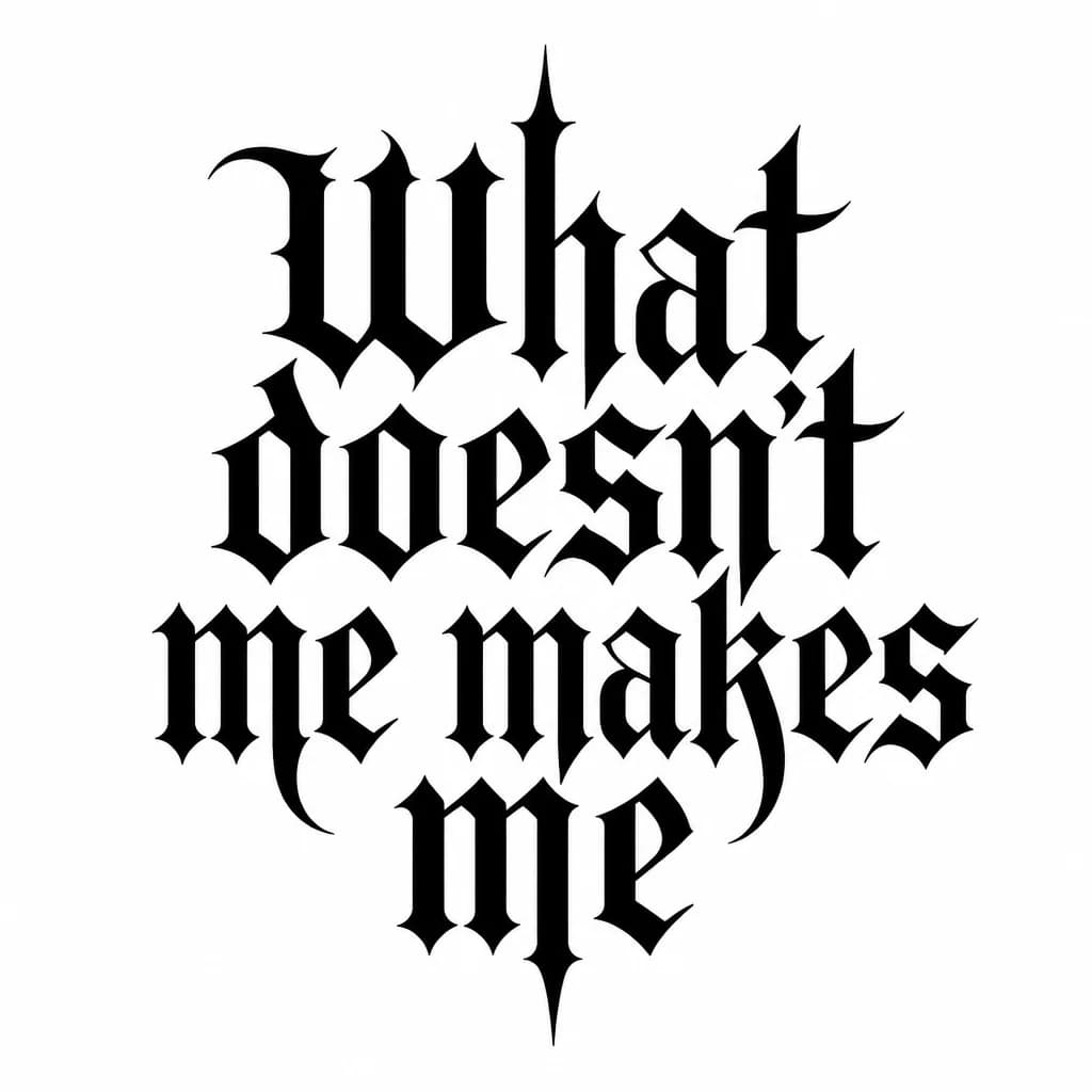 Тату эскиз: Font: What doesn't kill me makes me  (gothic dark lettering)