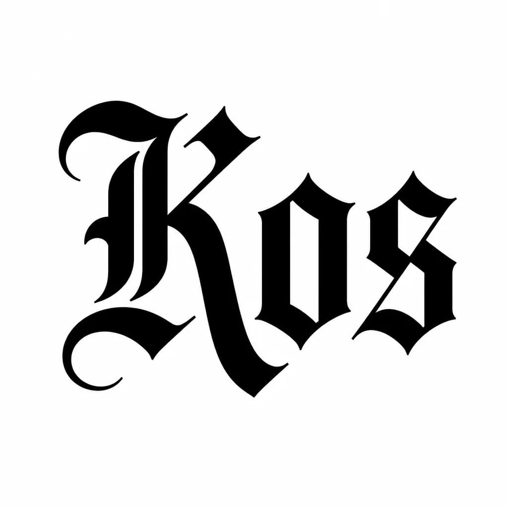 Тату эскиз: Font: Kos (old english blackletter)