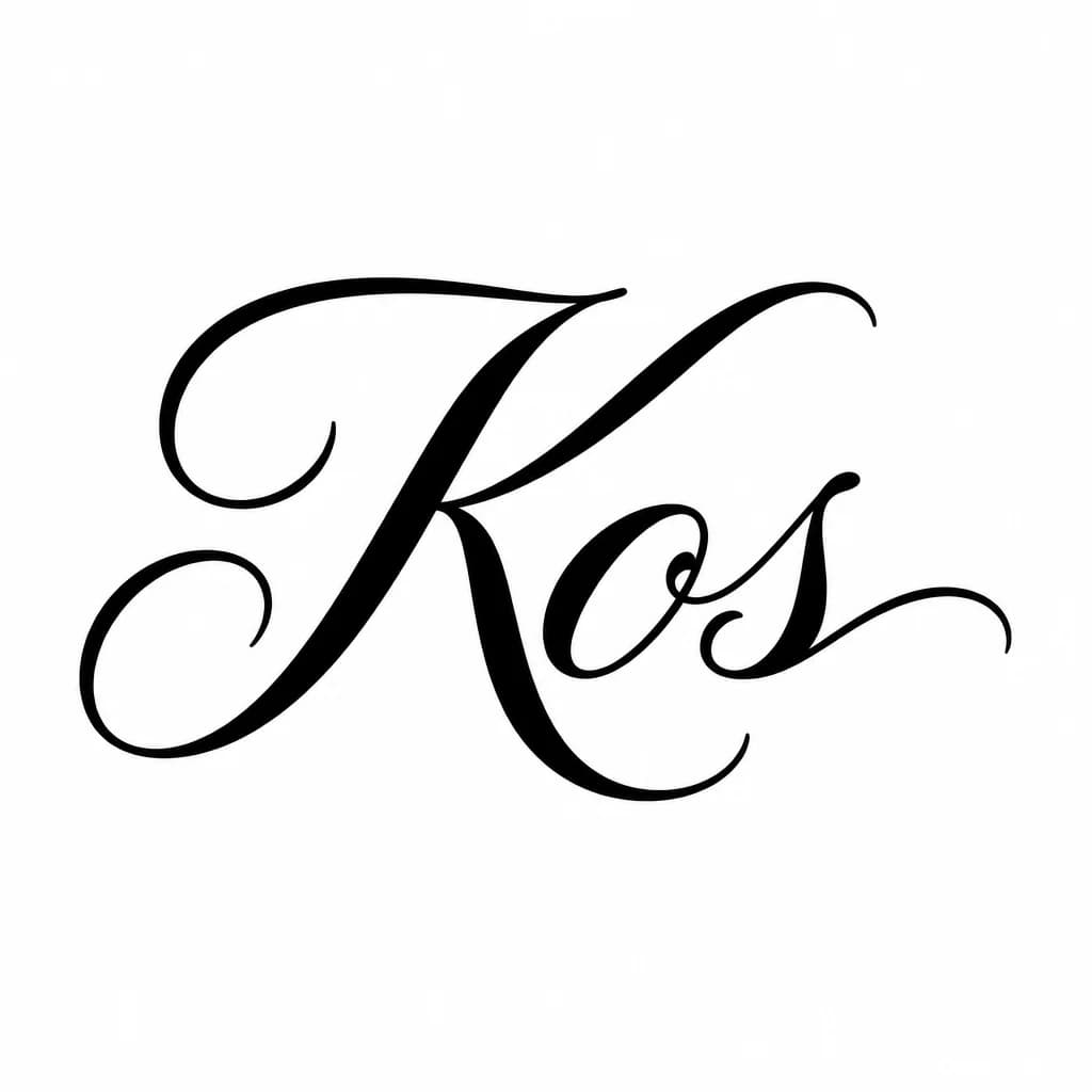 Тату эскиз: Font: Kos (elegant cursive script)