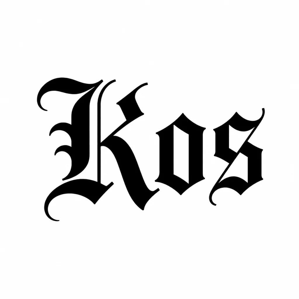 Тату эскиз: Font: Kos (old english blackletter)