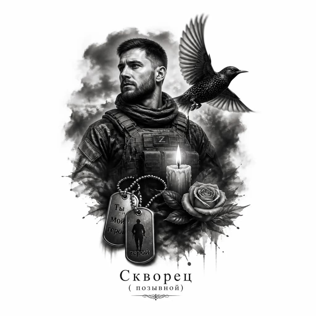 Тату эскиз: Тату в память о погибшем муже на сво. 
