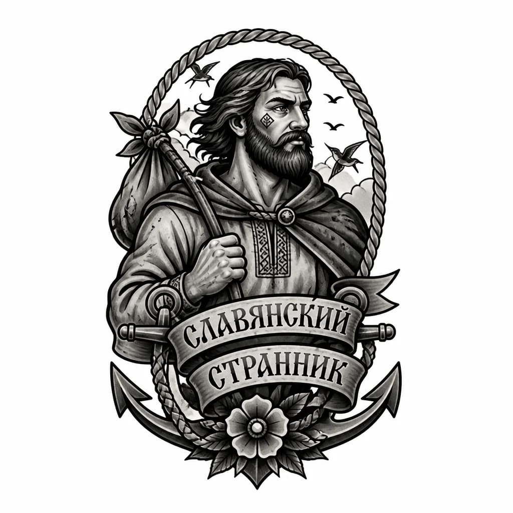 Тату эскиз: Славянский странник 