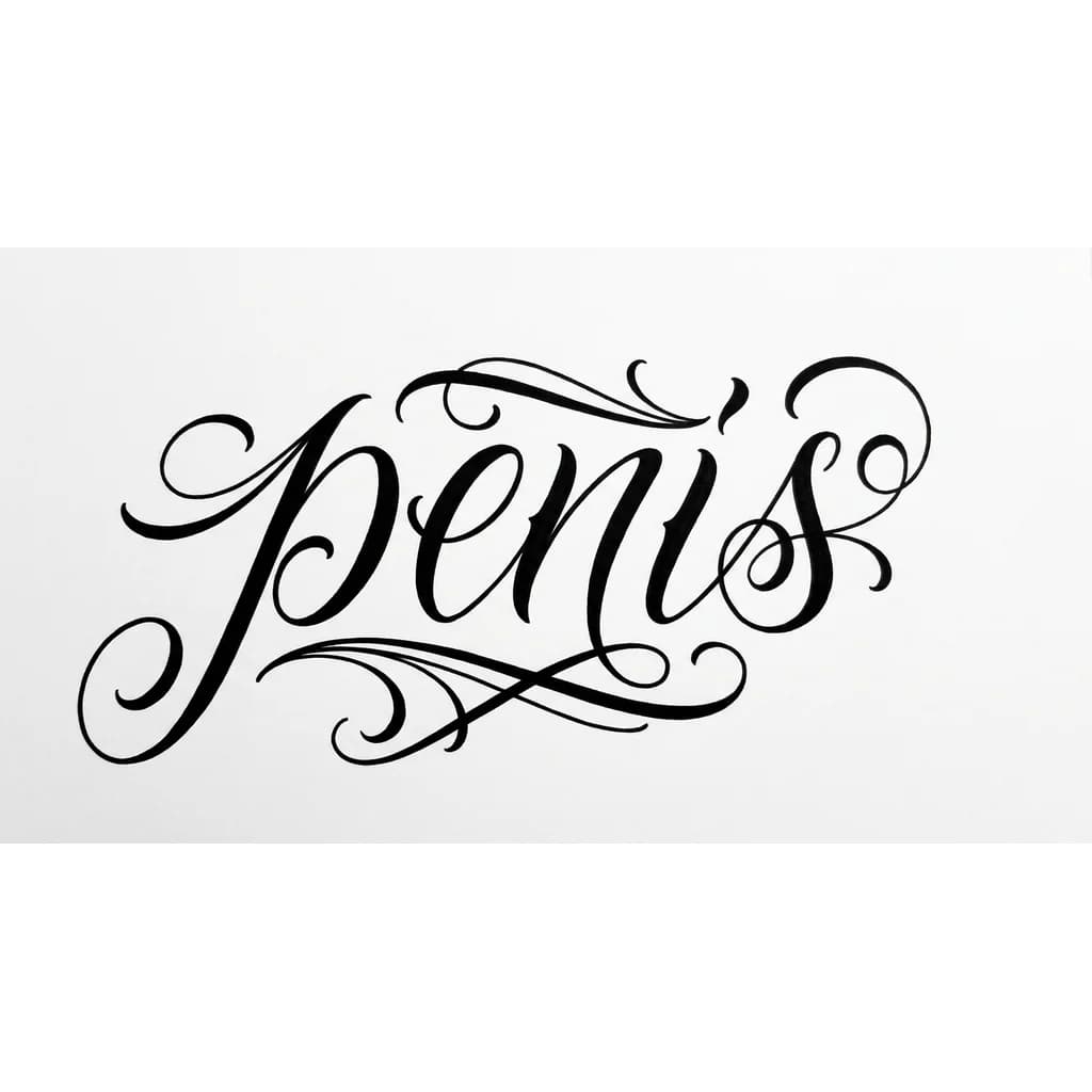 Тату эскиз: Font: penis (elegant calligraphy)