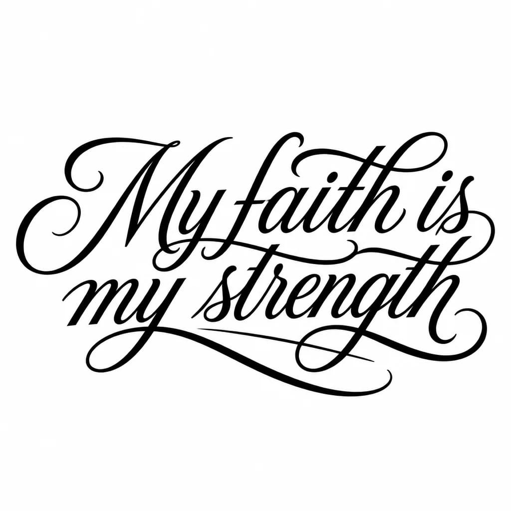 Тату эскиз: Font: My faith is my strength (elegant cursive script)