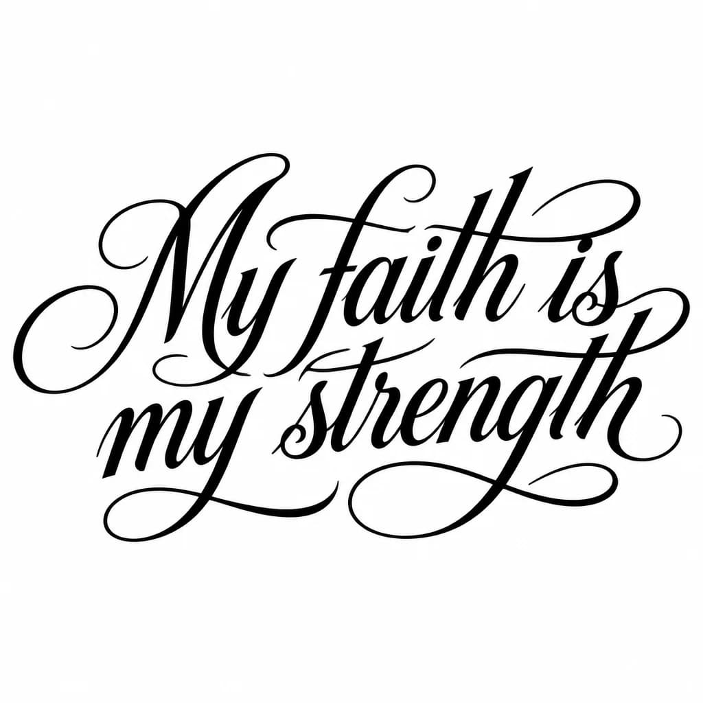 Тату эскиз: Font: My faith is my strength (elegant calligraphy)