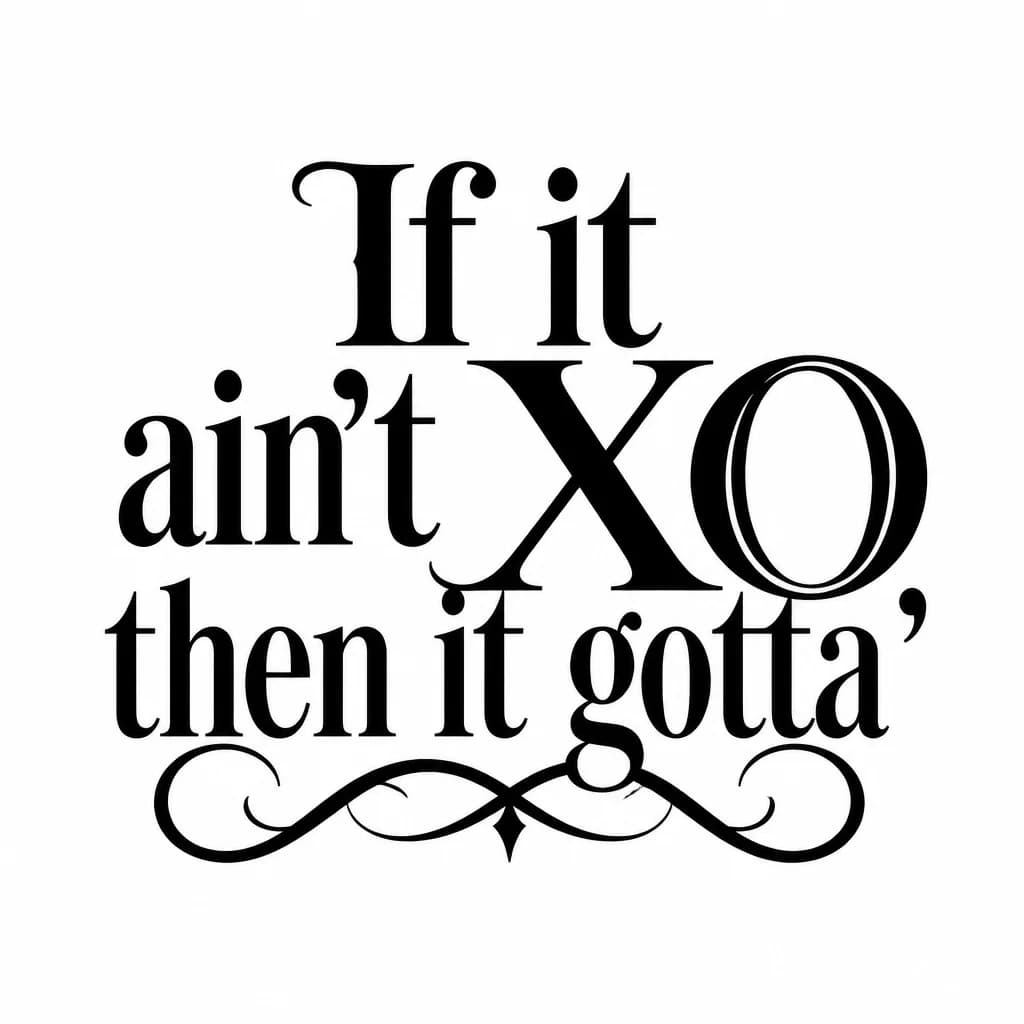 Тату эскиз: Font: If it ain't XO then it gotta  (classic serif)