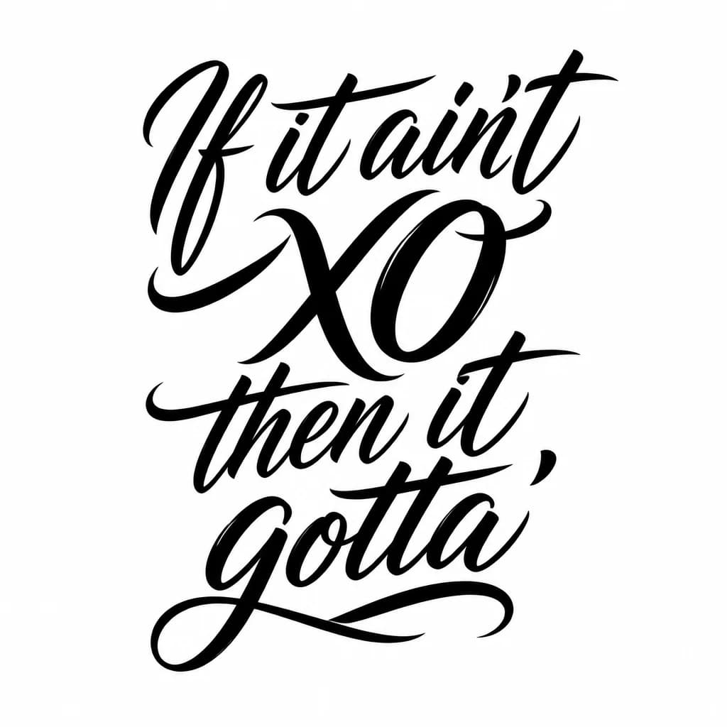 Тату эскиз: Font: If it ain't XO then it gotta  (flowing brush script)