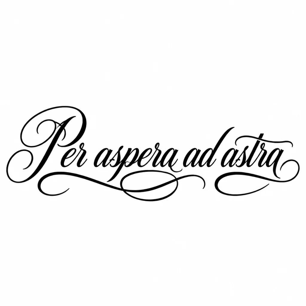 Тату эскиз: Font: Per aspera ad astra (elegant calligraphy)