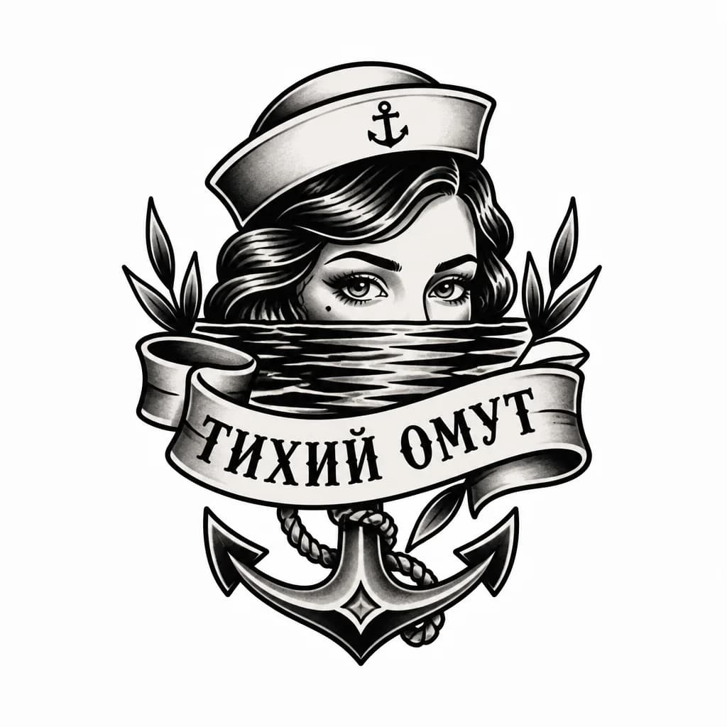 Тату эскиз: Тату надпись  тихий омут  для девушки 