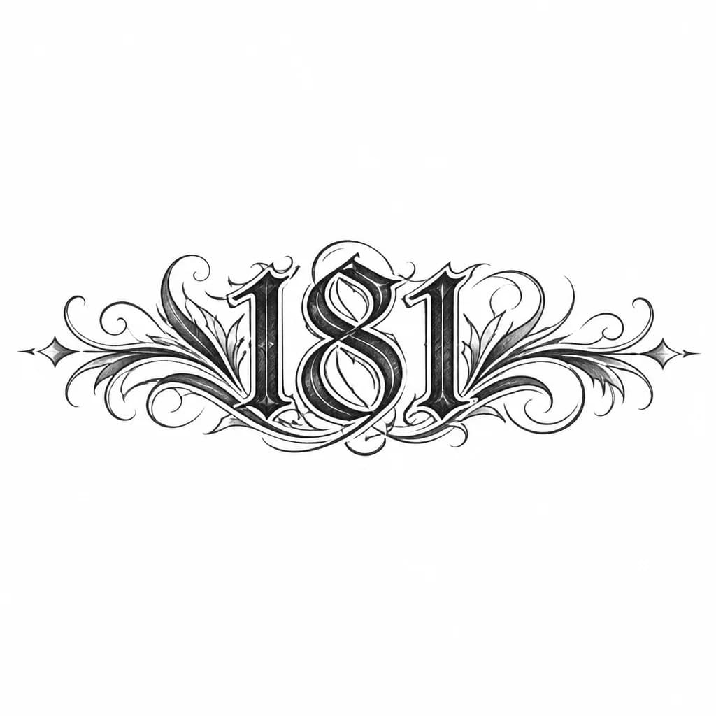 Тату эскиз: число 181  
