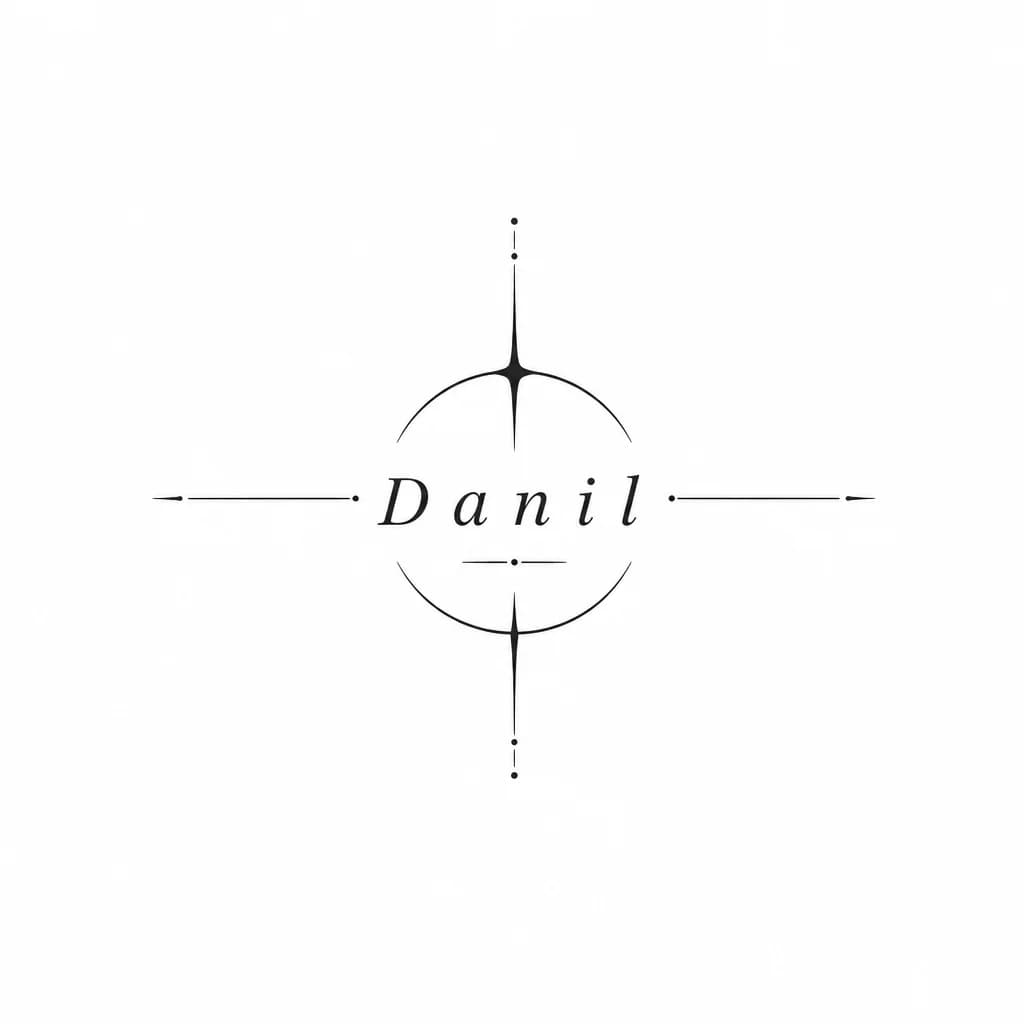 Тату эскиз: Создай эскиз с именем Danil в стиле минимализм и чтоб выглядело круто

