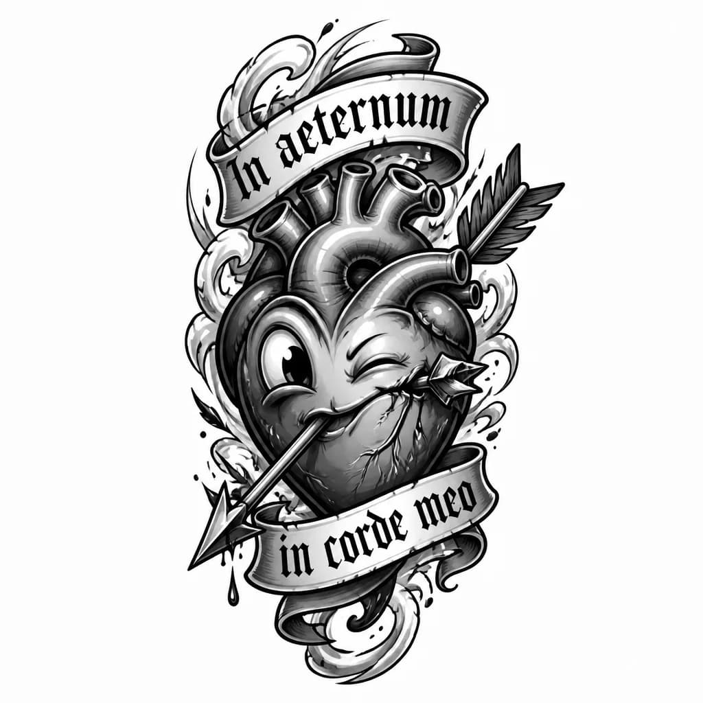 Тату эскиз: In aeternum in corde meo