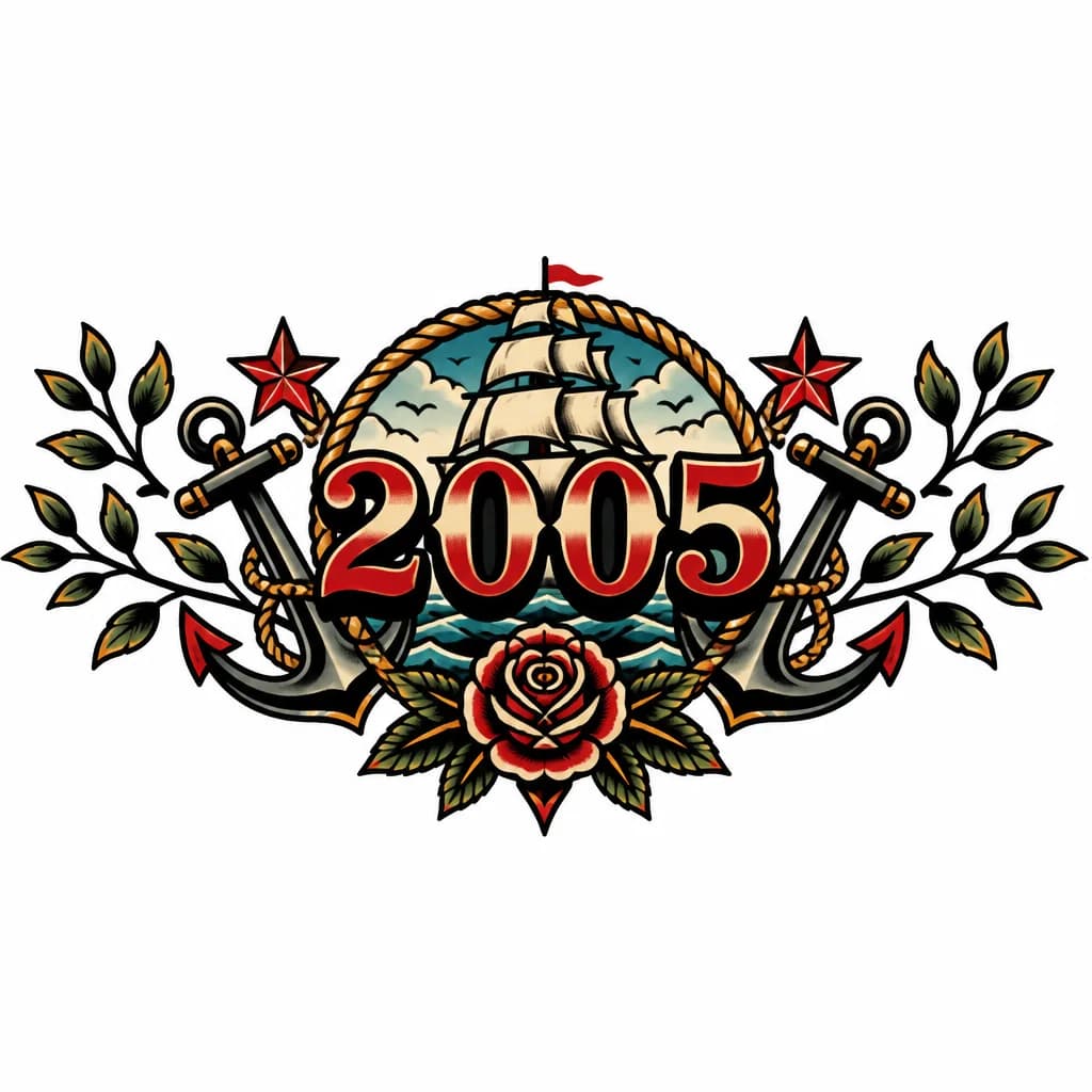 Тату эскиз: 2005 с ветвями 