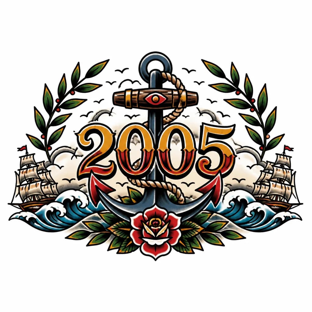 Тату эскиз: 2005 с ветвями 
