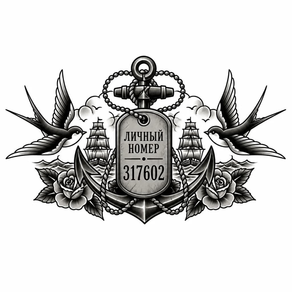 Тату эскиз: Жетон с личным номером 