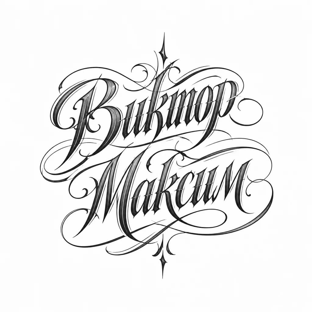 Тату эскиз: хочу сделать два имени Виктор и Максим в стиле леттеринг на груди