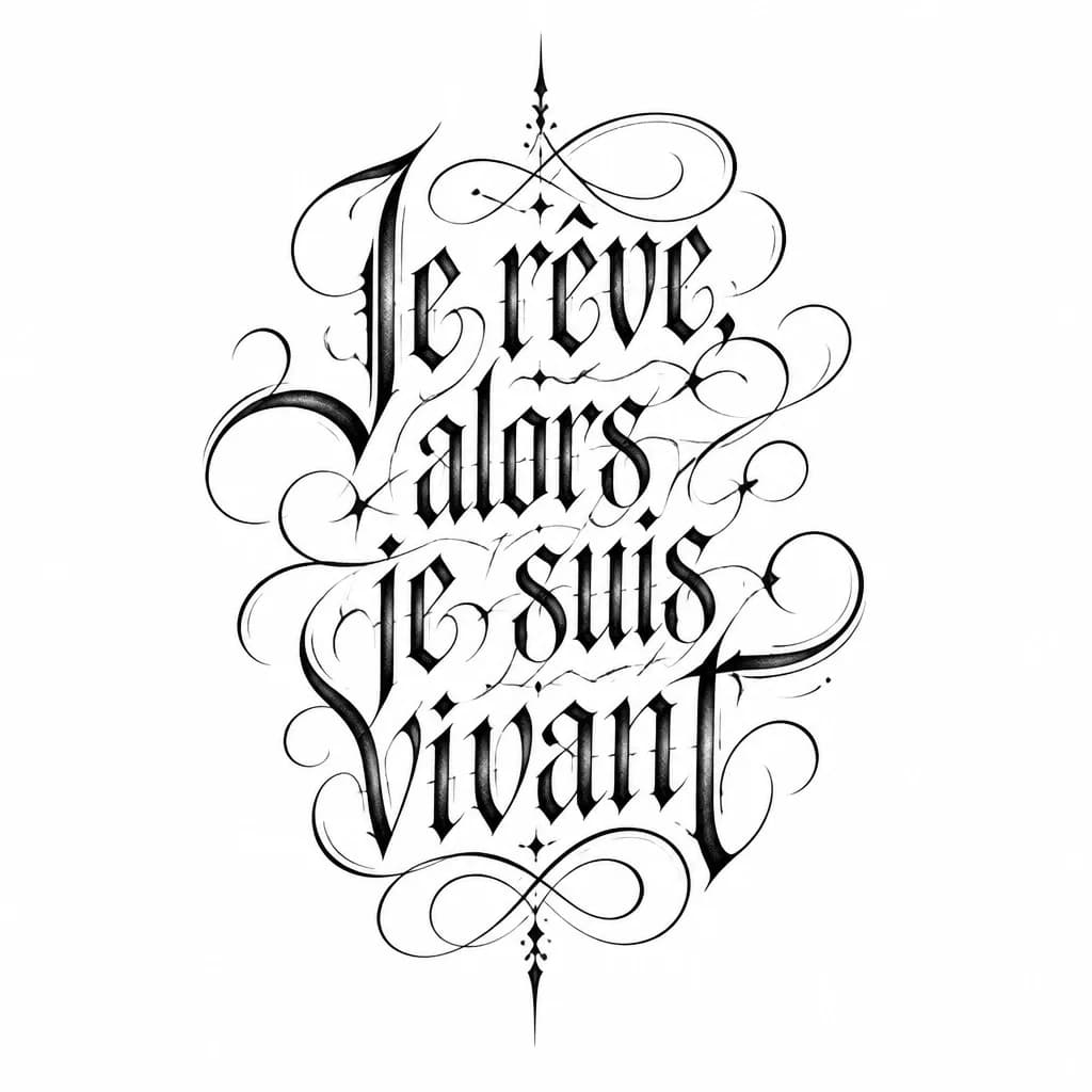 Тату эскиз: Je rêve, alors je suis vivant