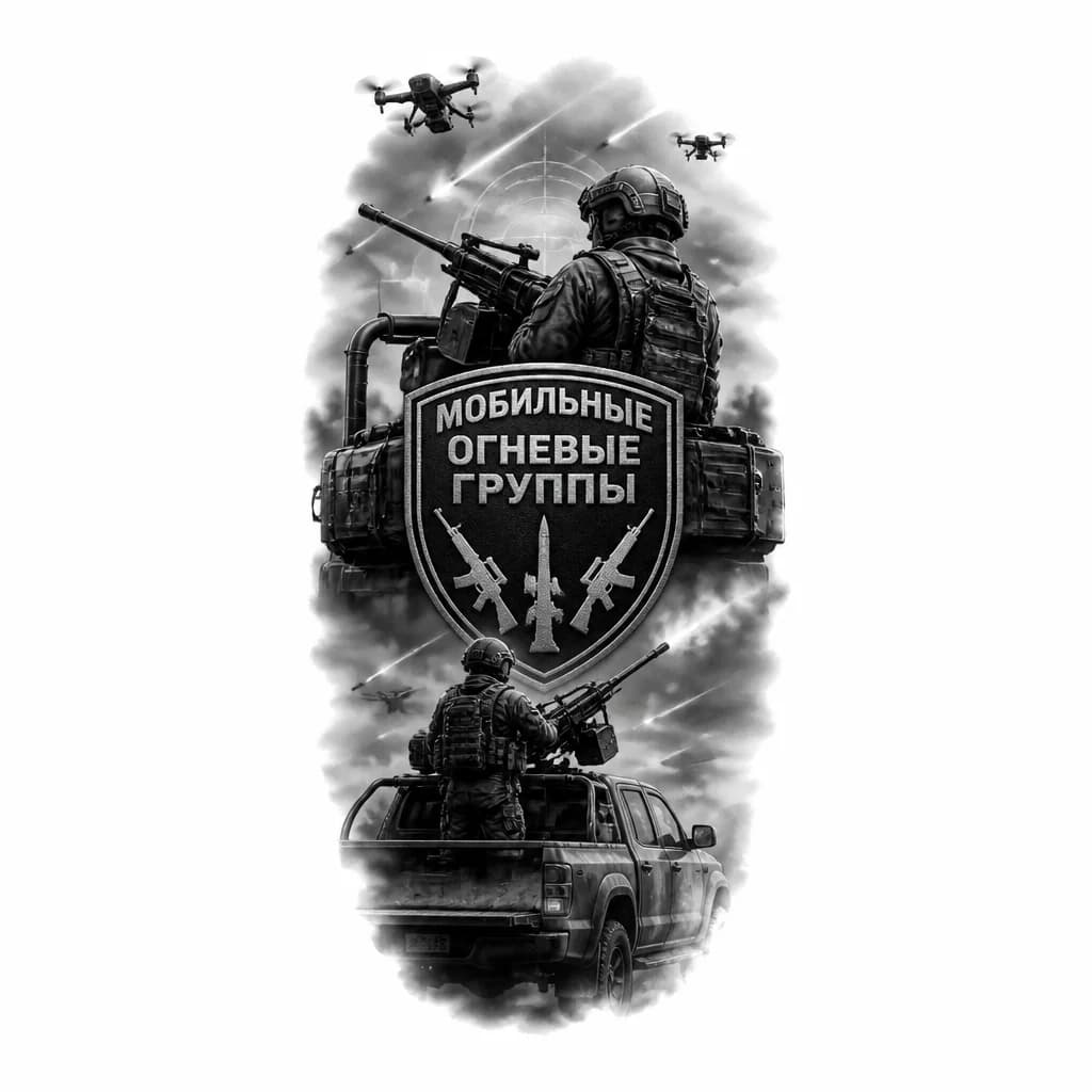 Тату эскиз: Мобильные огневые группы
