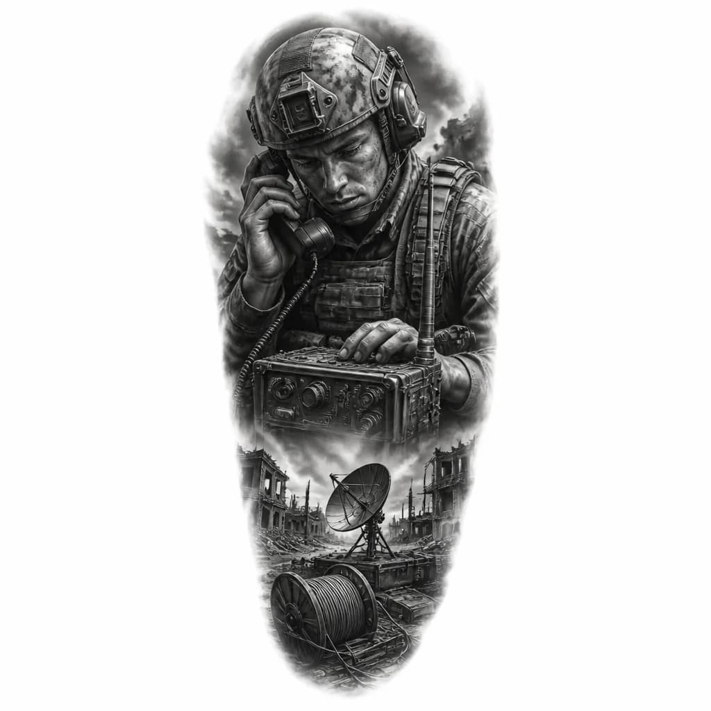 Тату эскиз: Военный связист 
