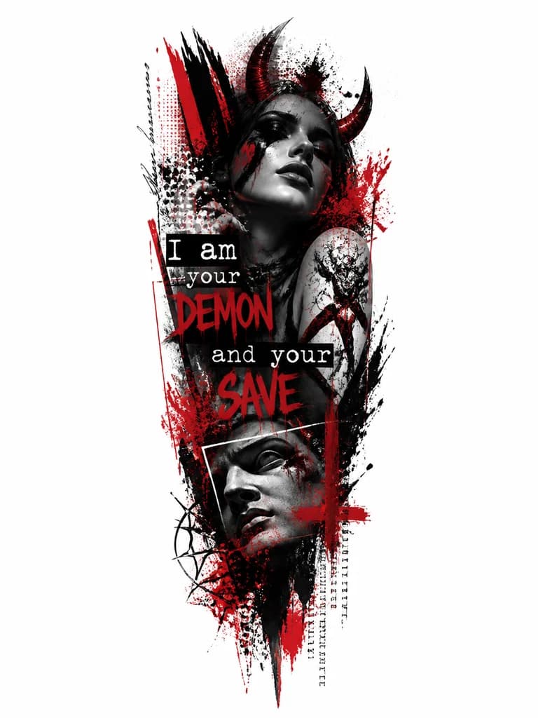 Тату эскиз: I am your demon and your save