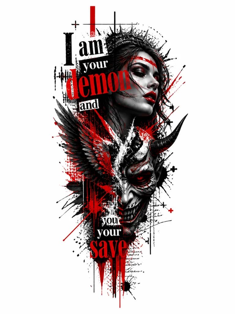 Тату эскиз: I am your demon and your save