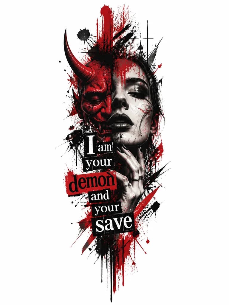 Тату эскиз: I am your demon and your save