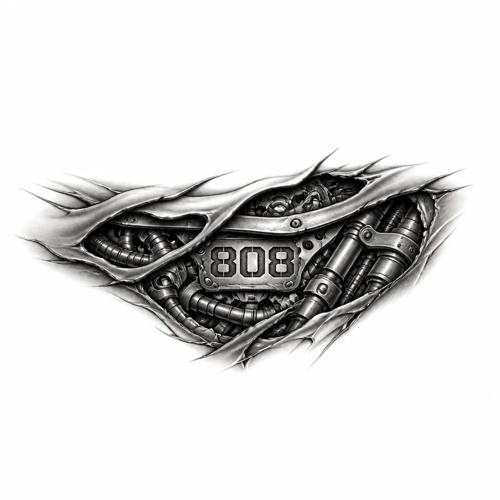 Тату эскиз: Татуировка с числом 808 под ключицу, в брутальном мужском стиле 