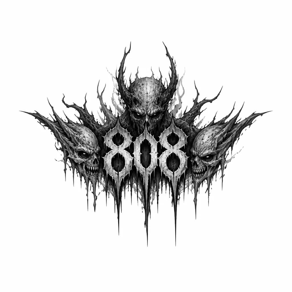 Тату эскиз: Татуировка с числом 808 под ключицу, в брутальном мужском стиле 