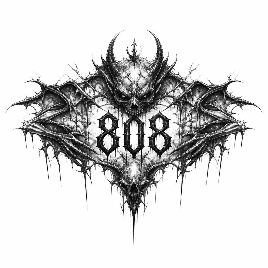 Тату эскиз: Татуировка с числом 808 под ключицу, в брутальном мужском стиле 