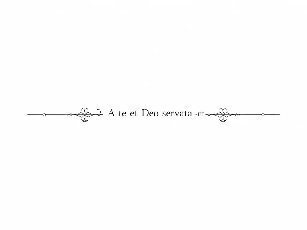 Тату эскиз: «A te et Deo servata»
XXVIII.III