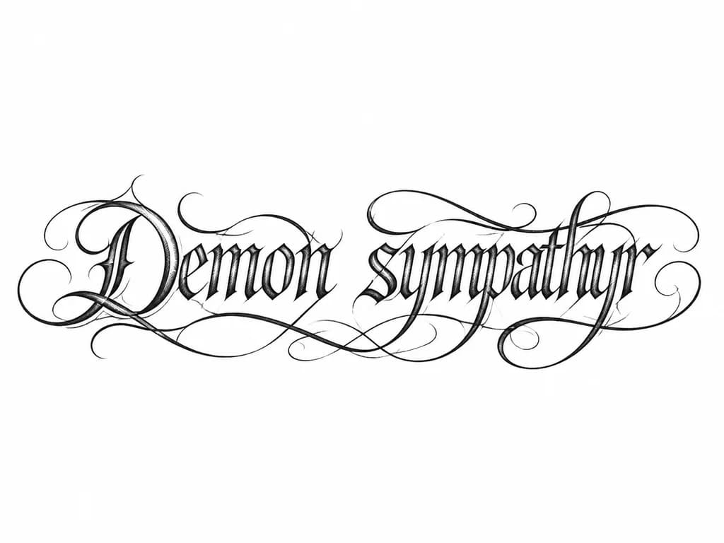Тату эскиз: Сделай тату с надписью Demon lover с красивым шрифтом 