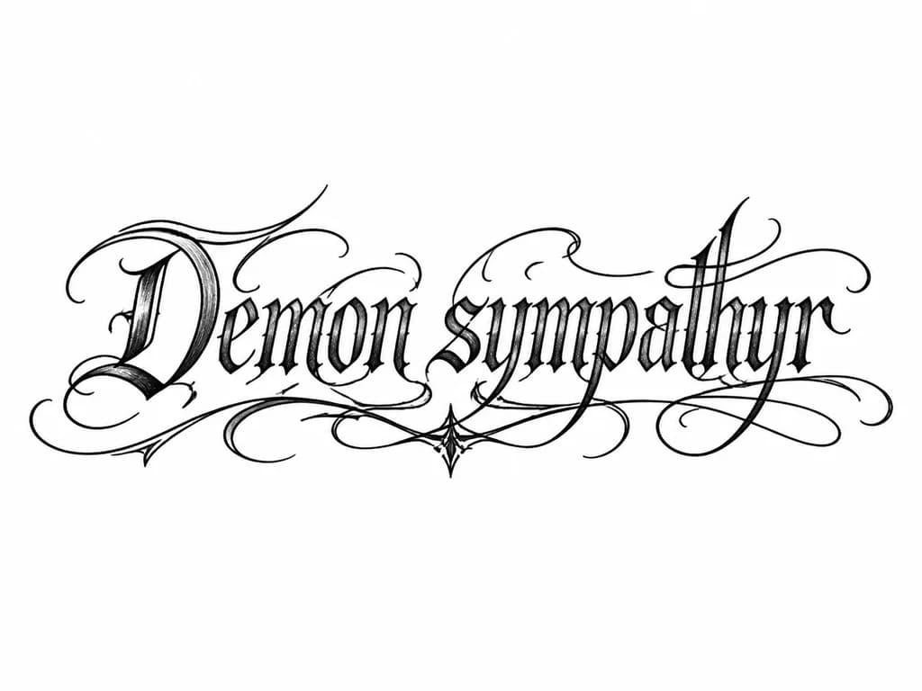 Тату эскиз: Сделай тату с надписью Demon lover  