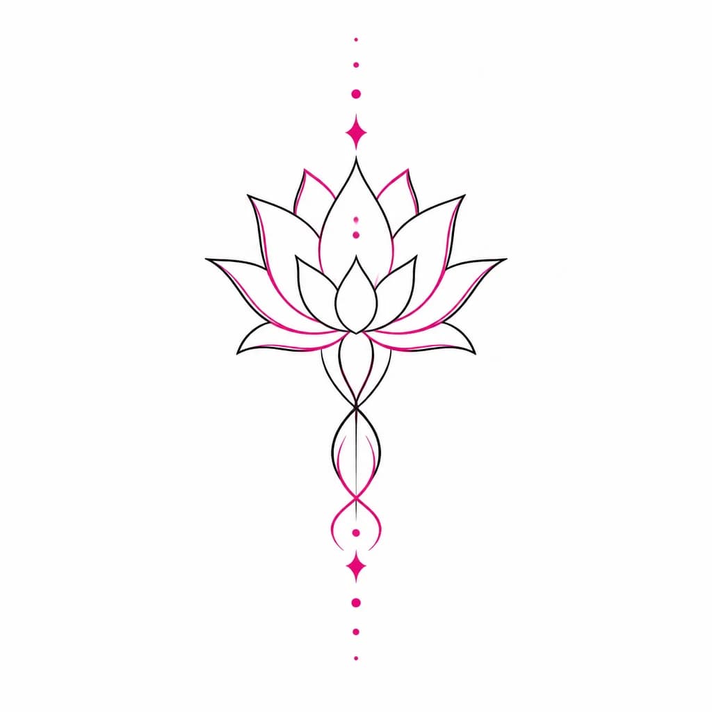 Тату эскиз: простой эскиз контурный, цвета черный и малиновый