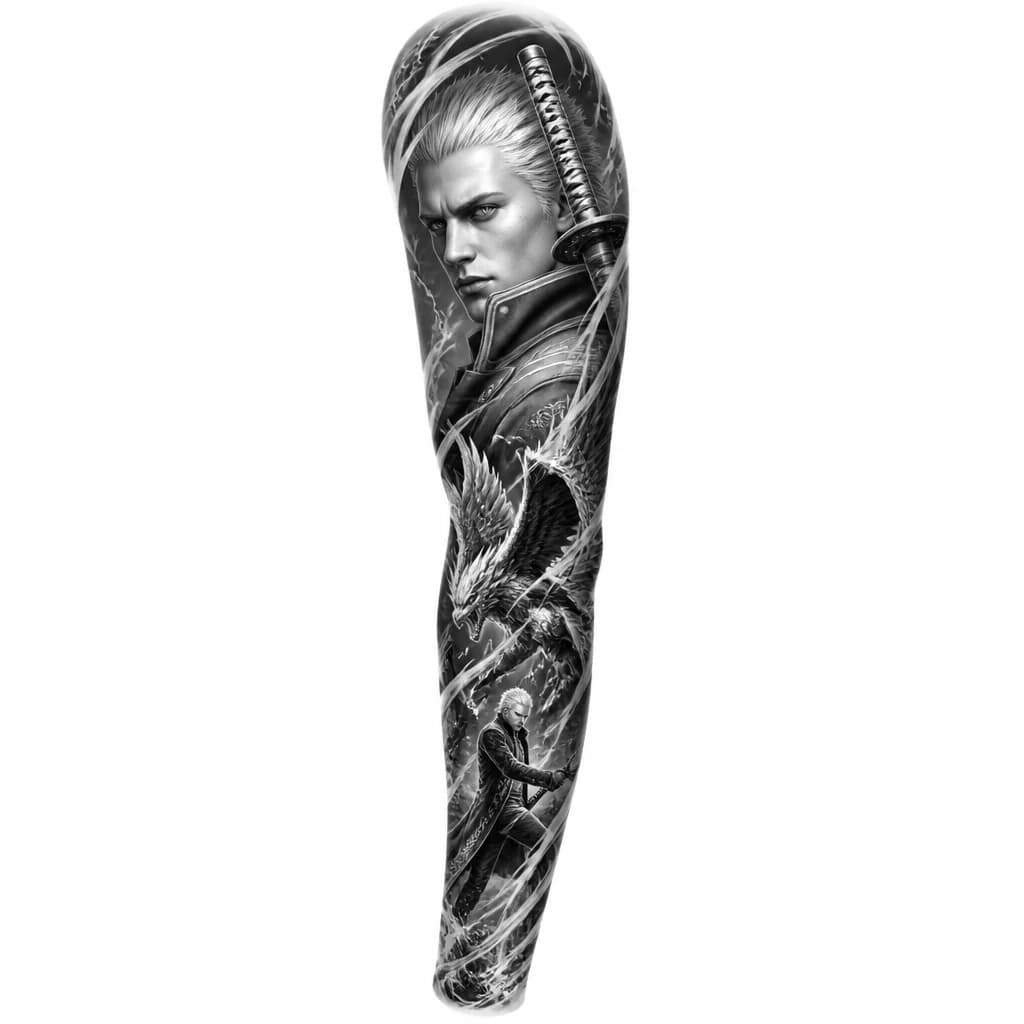 Тату эскиз: Нарисуй красиво вергилия из devil may cry
