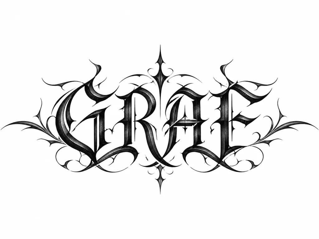 Тату эскиз: Хочу тату в виде готических шрифтом букв написано: GRAF