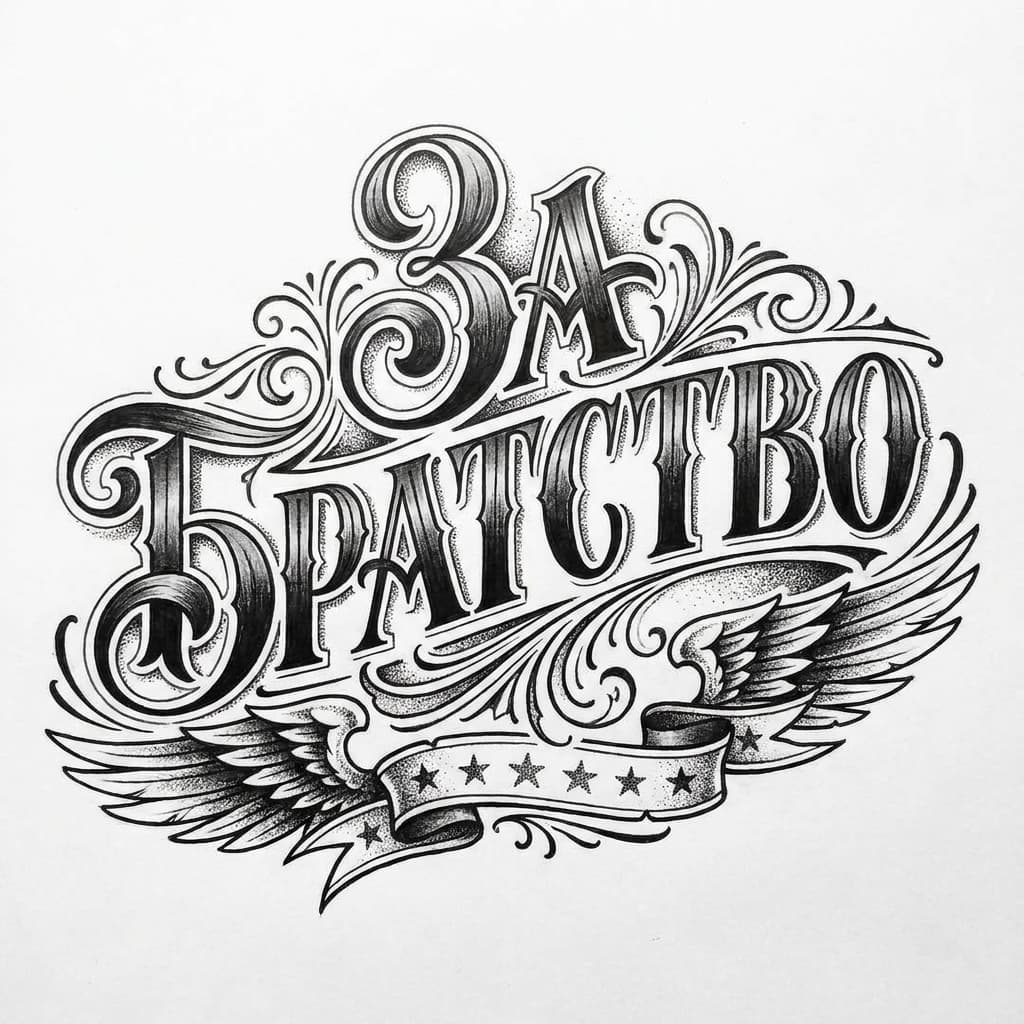 Тату СВО на ноге — эскиз Чикано