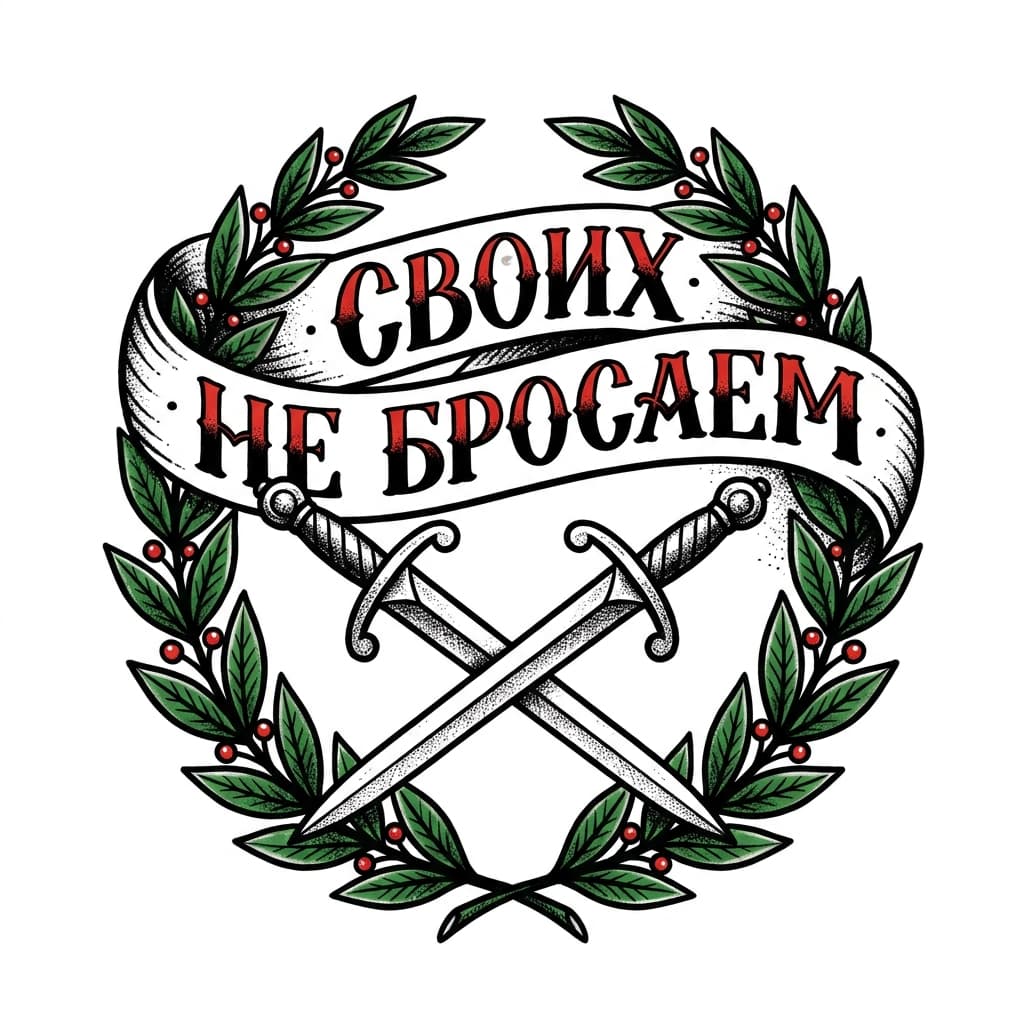 Тату СВО на ноге — эскиз Традиционный