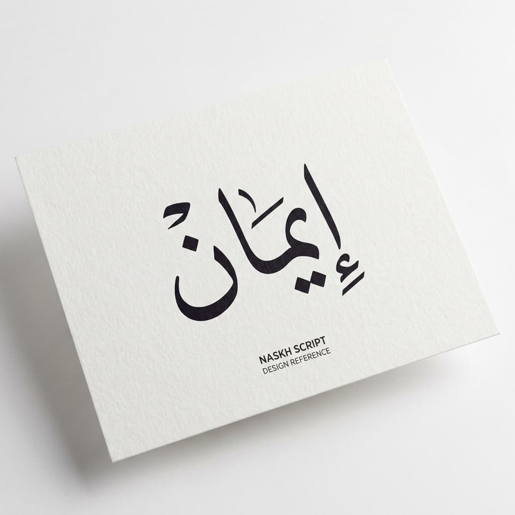 Тату эскиз: Арабская вязь إيمان вера — перевод