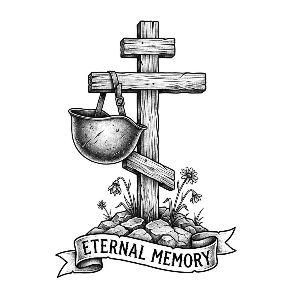 Тату СВО на ноге — эскиз Реализм