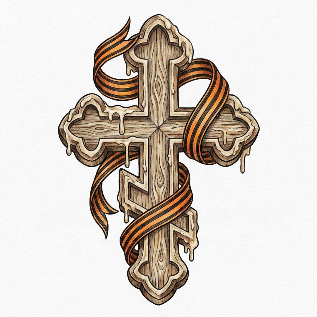 Тату СВО на ноге — эскиз Реализм