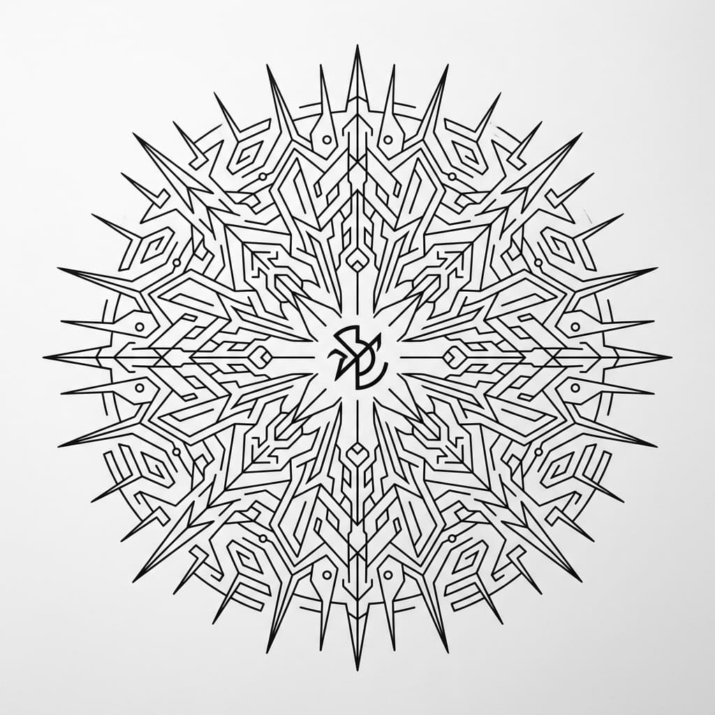 Тату эскиз: Cyber sigilism — радиальный сигил-мандала