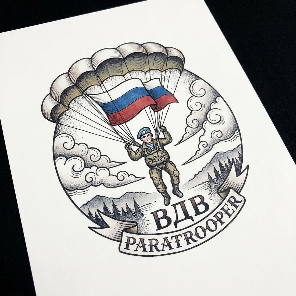 Тату СВО на ноге — эскиз Реализм