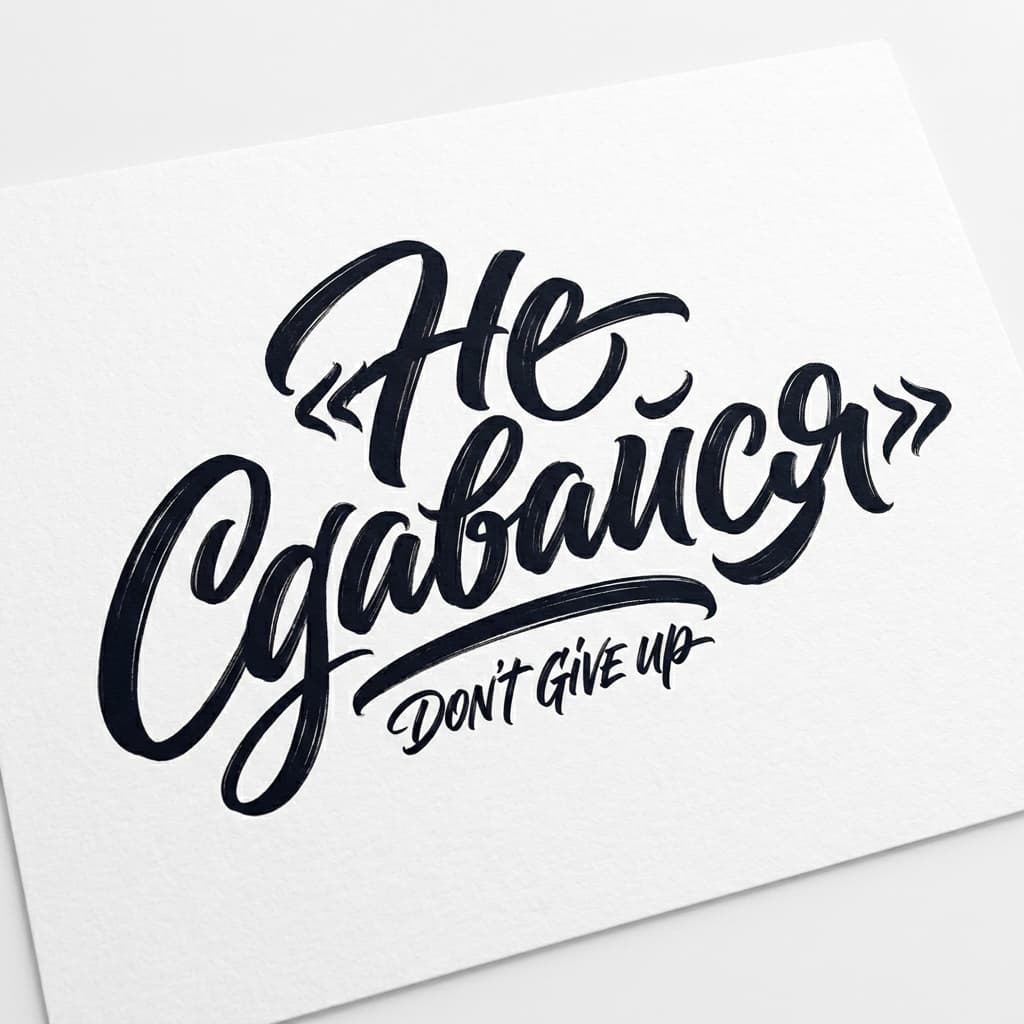 Тату эскиз: Цитата «Не сдавайся» — мотивирующая надпись