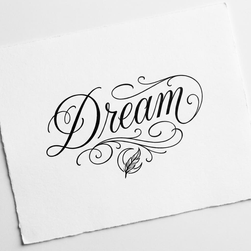 Тату эскиз: «Dream» курсив — пример шрифта