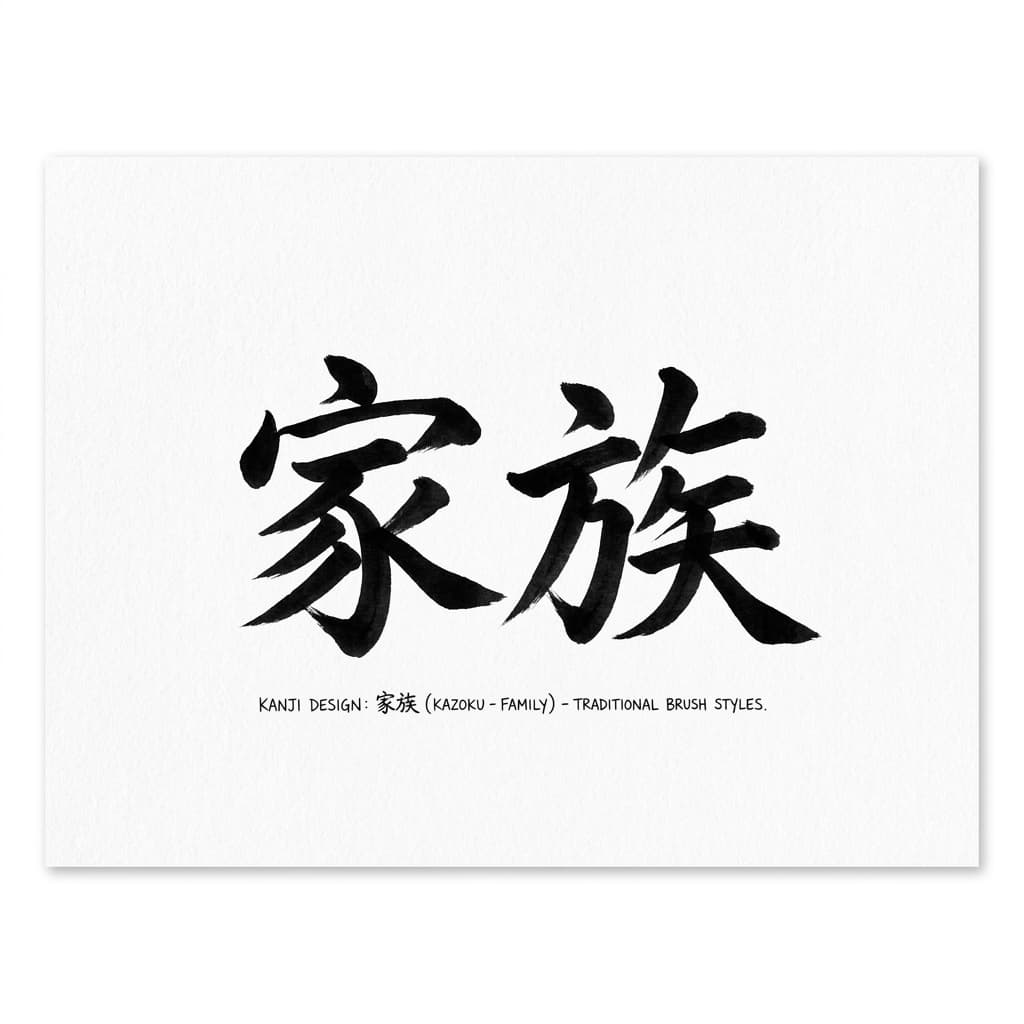 Тату эскиз: Японские иероглифы 家族 семья — перевод