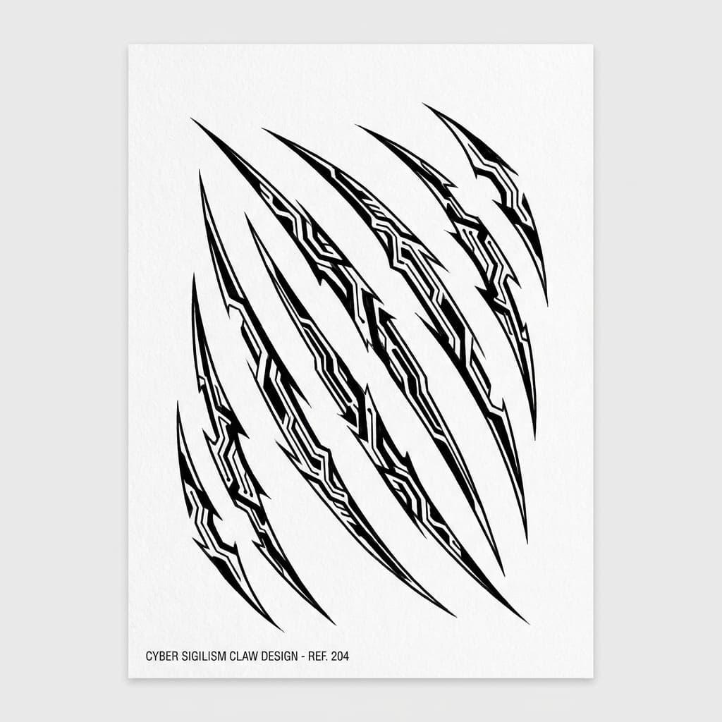 Тату эскиз: Cyber sigilism — следы цифровых когтей