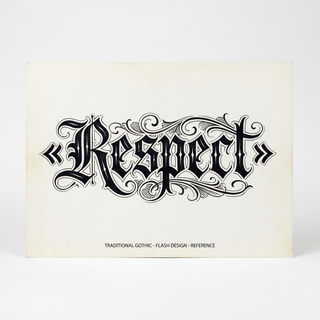 Тату эскиз: «Respect» олд-инглиш — пример шрифта