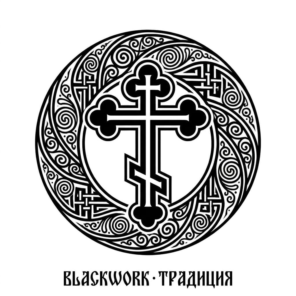 Тату СВО на ноге — эскиз Блэкворк