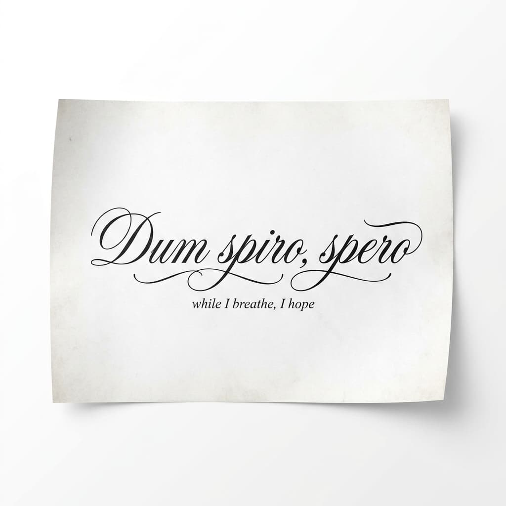 Тату эскиз: «Dum spiro spero» латынь — пока дышу, надеюсь